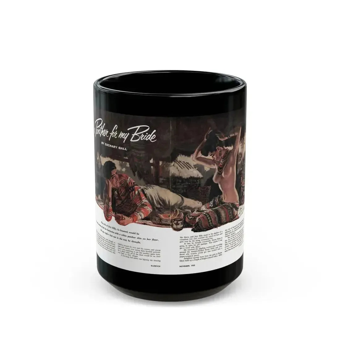 A Panther for My Bride, Bluebook magazine, November 1955 - Black Coffee Mug 15oz - Go Mug Yourself