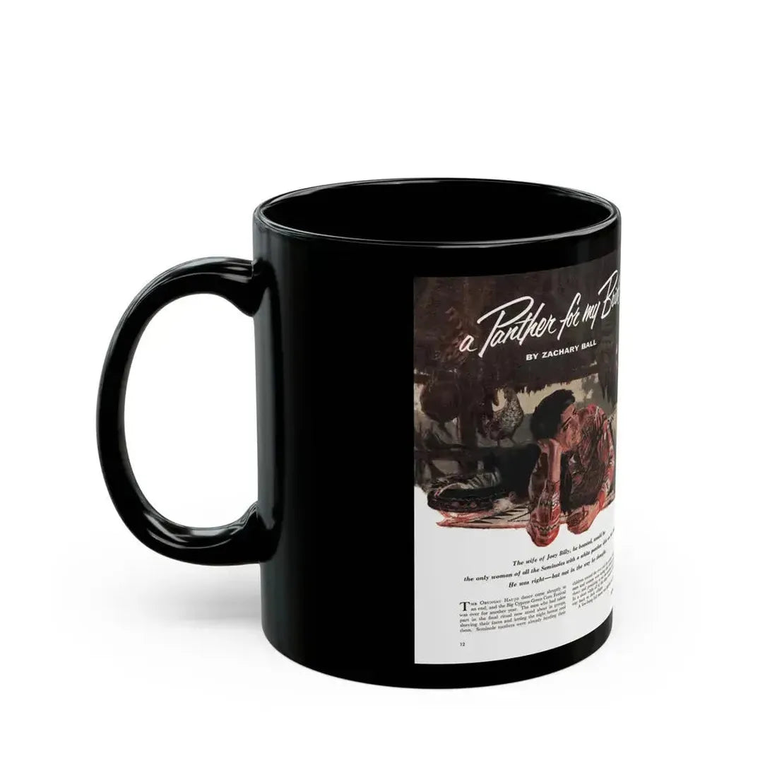 A Panther for My Bride, Bluebook magazine, November 1955 - Black Coffee Mug - Go Mug Yourself