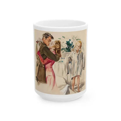 A Passionate Kiss, magazine story illustration - White Coffee Mug 15oz - Go Mug Yourself