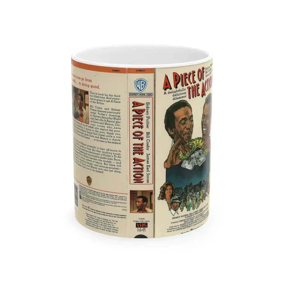 A PIECE OF THE ACTION (VHS COVER) - White Coffee Mug 11oz - Go Mug Yourself