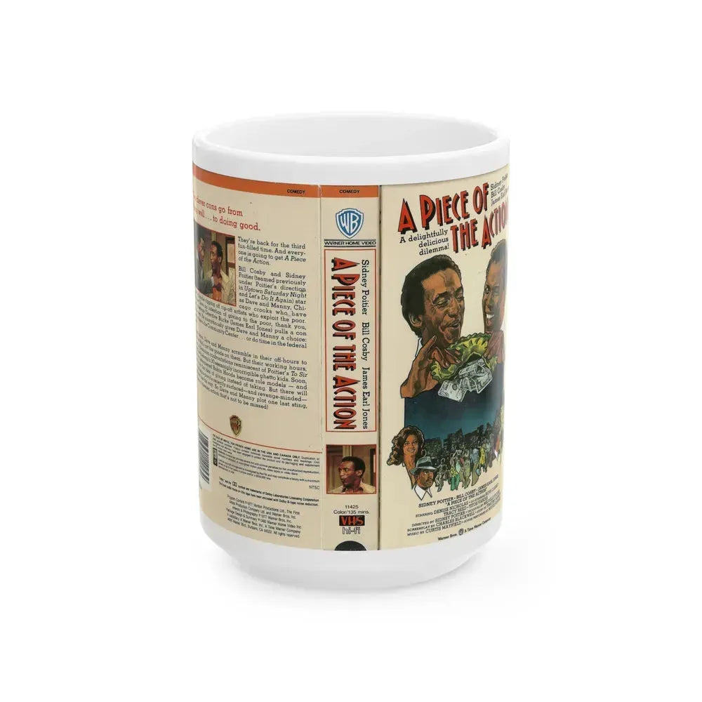 A PIECE OF THE ACTION (VHS COVER) - White Coffee Mug 15oz - Go Mug Yourself