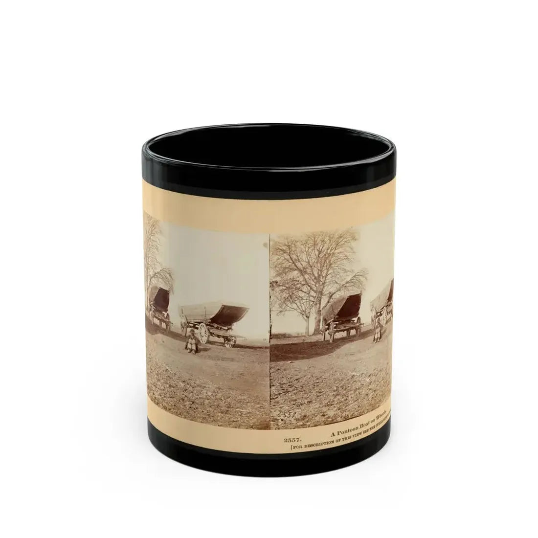 A Pontoon Boat On Wheels (U.S. Civil War) Black Coffee Mug 11oz - Go Mug Yourself