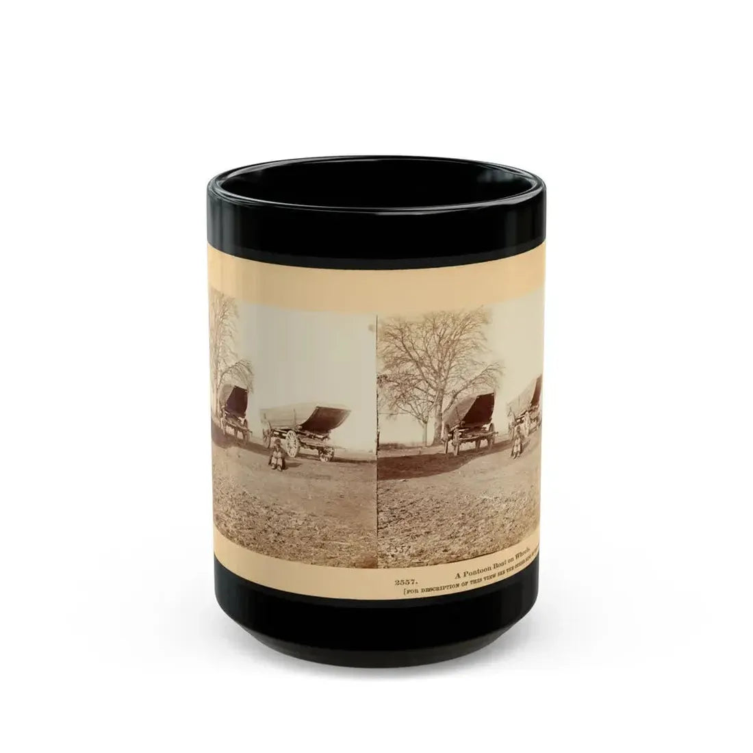 A Pontoon Boat On Wheels (U.S. Civil War) Black Coffee Mug 15oz - Go Mug Yourself