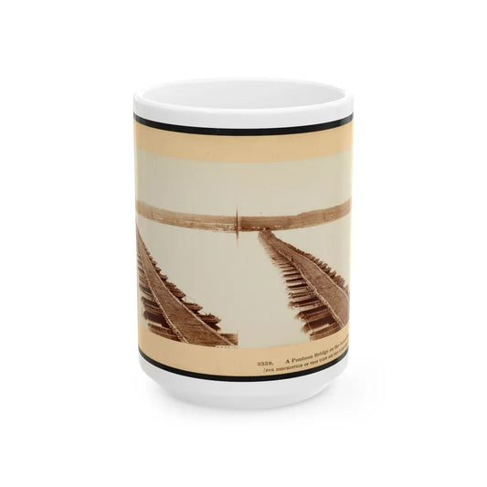 A Pontoon Bridge On The James River (U.S. Civil War) White Coffee Mug-15oz-Go Mug Yourself