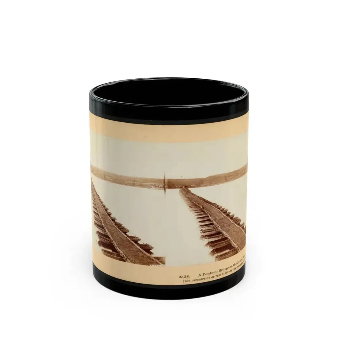 A Pontoon Bridge On The James River (U.S. Civil War) Black Coffee Mug 11oz - Go Mug Yourself