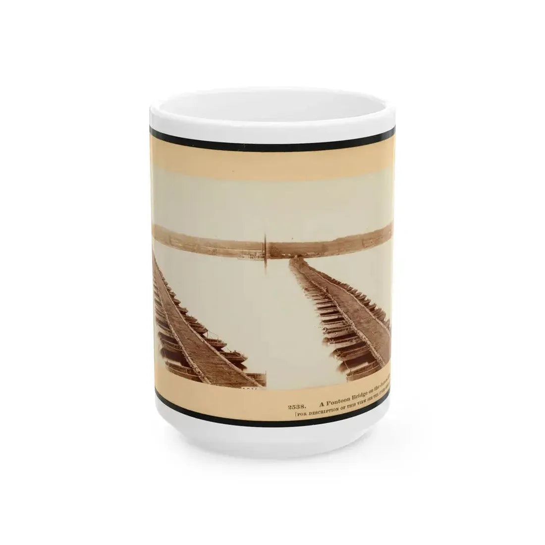 A Pontoon Bridge On The James River (U.S. Civil War) White Coffee Mug 15oz - Go Mug Yourself