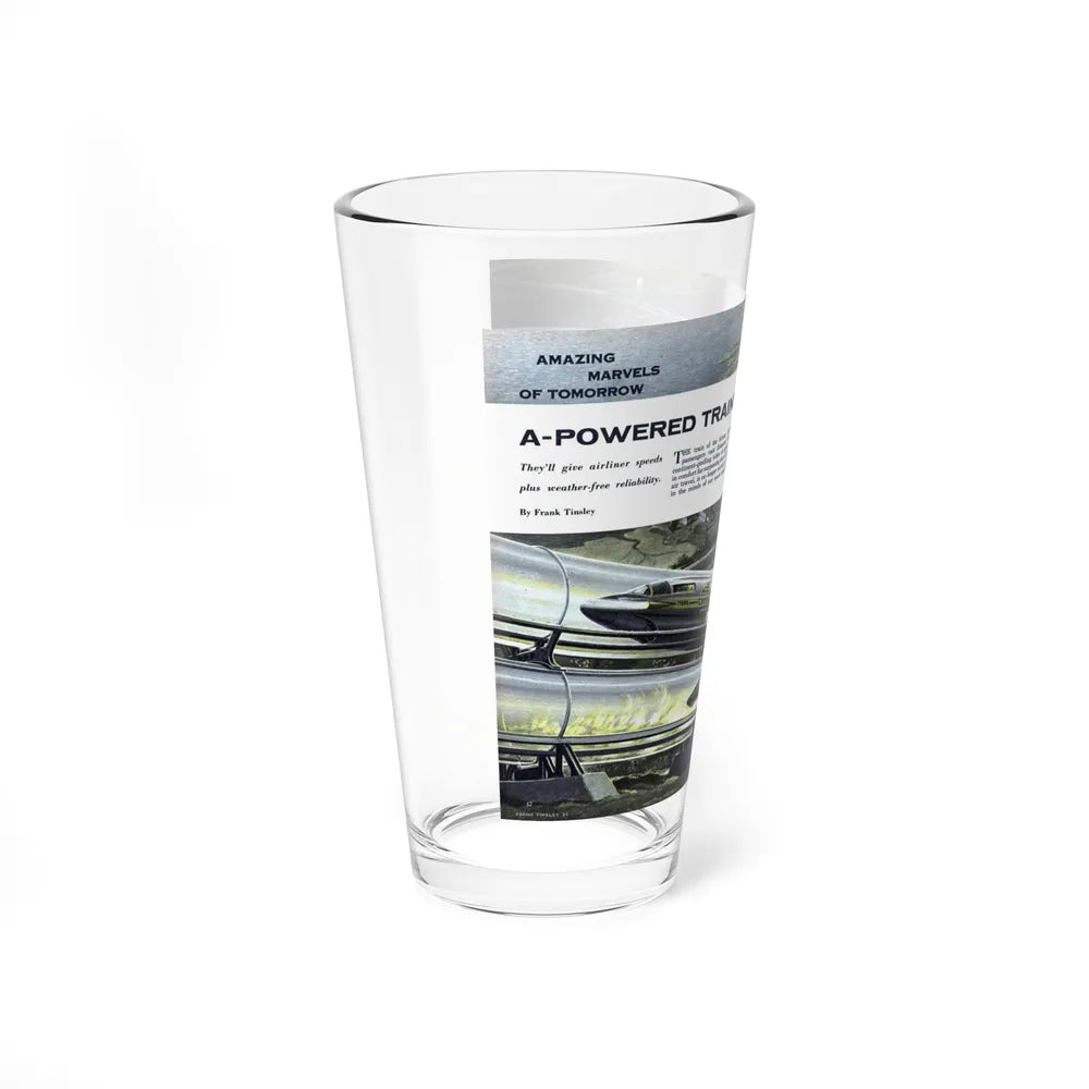 A-Powered Trains In Glass Tubes, 1956 (Magazine Illustration) Pint Glass 16oz-Go Mug Yourself