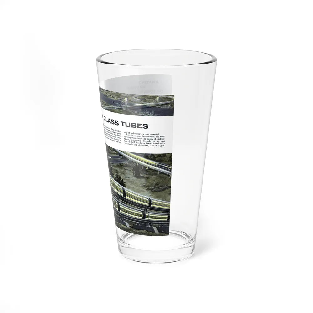 A-Powered Trains In Glass Tubes, 1956 (Magazine Illustration) Pint Glass 16oz-Go Mug Yourself