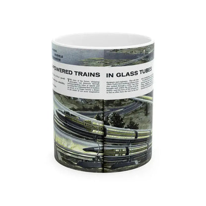 A-Powered Trains In Glass Tubes, 1956 - White Coffee Mug 11oz - Go Mug Yourself