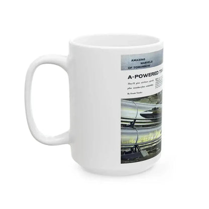 A-Powered Trains In Glass Tubes, 1956 - White Coffee Mug - Go Mug Yourself