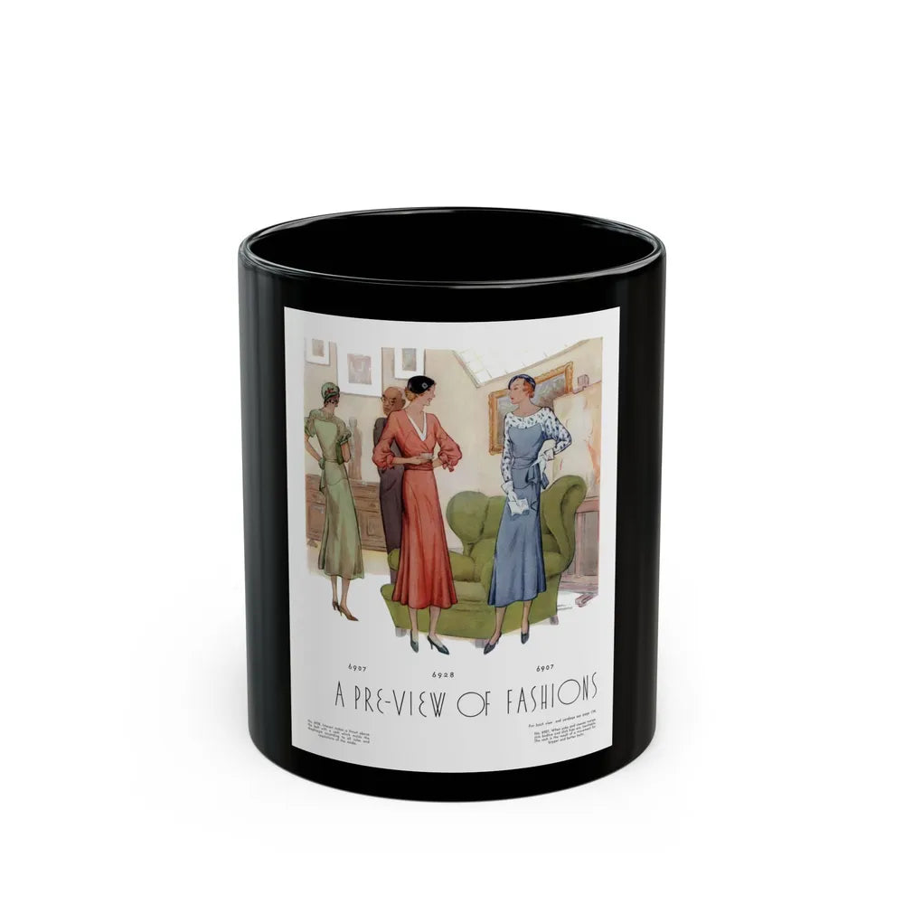 A Pre-View Of Fashions, McCall's, May 1932 - Black Coffee Mug-11oz-Go Mug Yourself