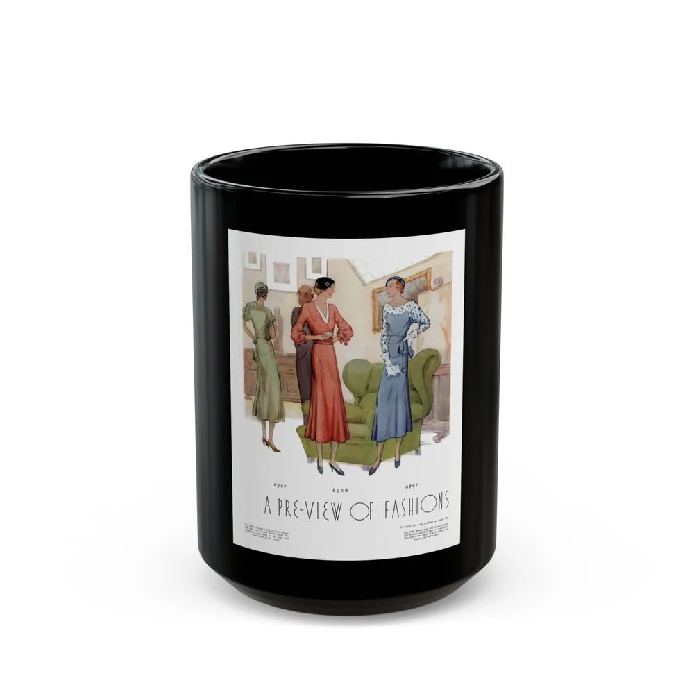 A Pre-View Of Fashions, McCall's, May 1932 - Black Coffee Mug-15oz-Go Mug Yourself