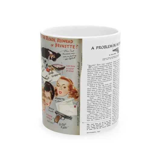 A Problem In Murder, Coronet magazine, September 1947 - White Coffee Mug 11oz - Go Mug Yourself