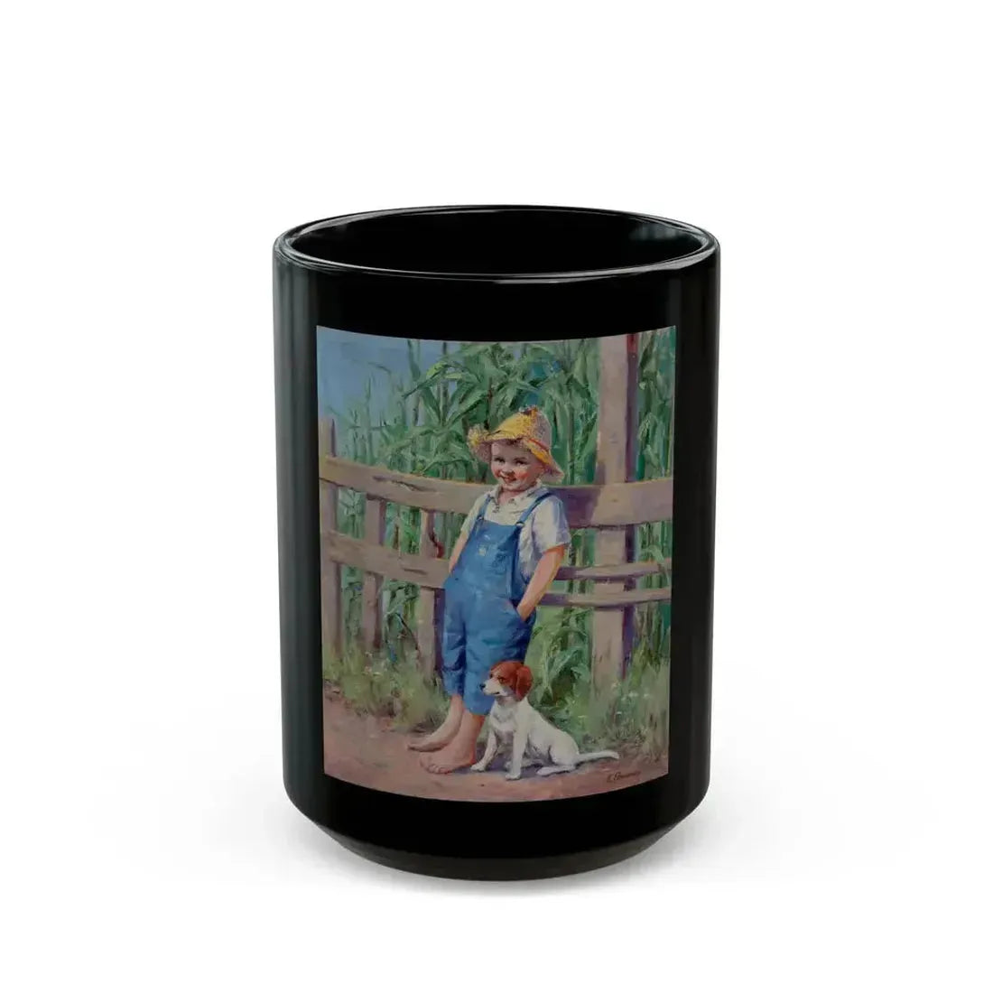 A Promising Crop, magazine story illustration, 1934 - Black Coffee Mug 15oz - Go Mug Yourself