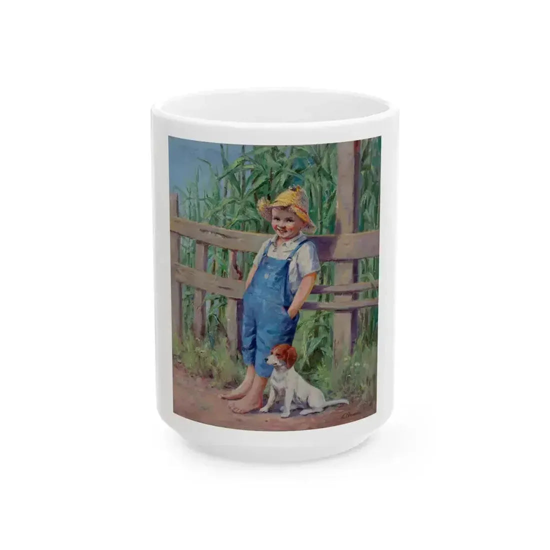 A Promising Crop, magazine story illustration, 1934 - White Coffee Mug 15oz - Go Mug Yourself