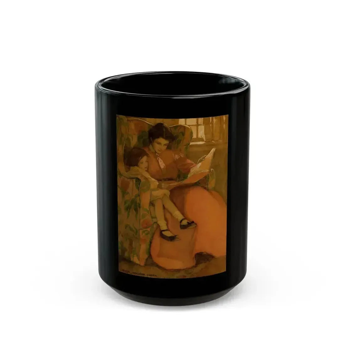 A Rainy Day, Dream Blocks original illustration, 1908 - Black Coffee Mug 15oz - Go Mug Yourself