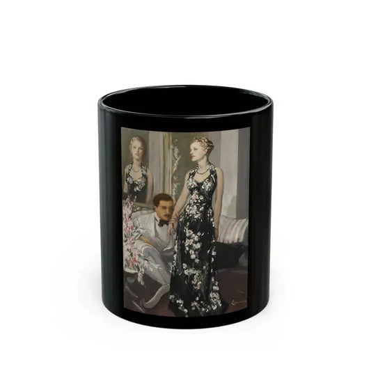 A Reflection of Beauty, magazine story illustration, circa 1930s - Black Coffee Mug 11oz - Go Mug Yourself