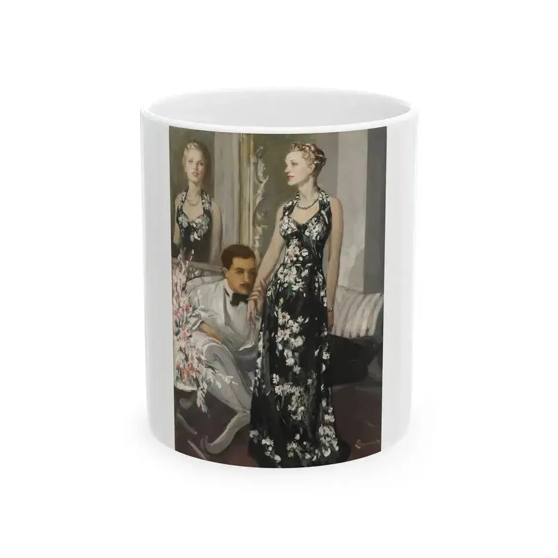 A Reflection of Beauty, magazine story illustration, circa 1930s - White Coffee Mug 11oz - Go Mug Yourself
