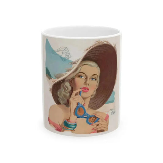 A Romance by the Beach, story illustration - White Coffee Mug 11oz - Go Mug Yourself