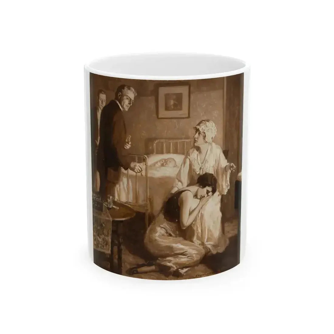 A Sad Time, interior story illustration - White Coffee Mug 11oz - Go Mug Yourself