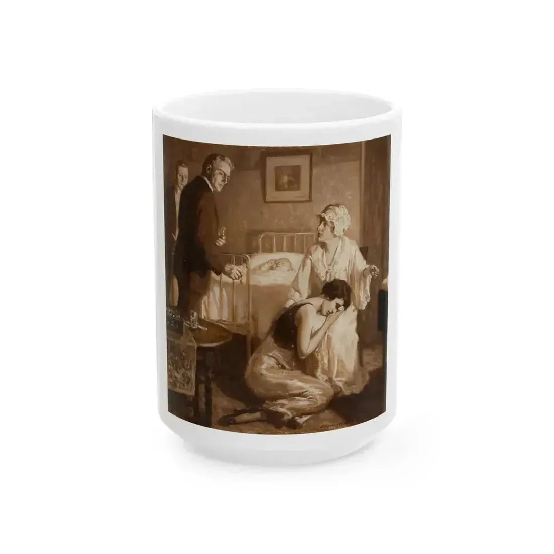 A Sad Time, interior story illustration - White Coffee Mug 15oz - Go Mug Yourself