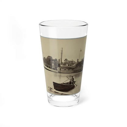 A Sailor Sits In A Small Boat In The Foreground With A Side Wheeler In The Rear (U.S. Civil War) Pint Glass 16oz-16oz-Go Mug Yourself