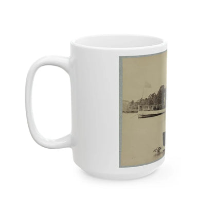 A Sailor Sits In A Small Boat In The Foreground With A Side Wheeler In The Rear (U.S. Civil War) White Coffee Mug-Go Mug Yourself