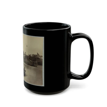 A Sailor Sits In A Small Boat In The Foreground With A Side Wheeler In The Rear (U.S. Civil War) Black Coffee Mug - Go Mug Yourself