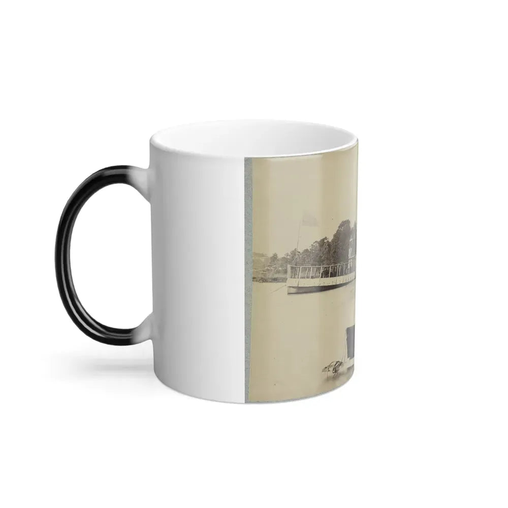 A Sailor Sits in a Small Boat in the Foreground With a Side Wheeler in the Rear (U.S. Civil War) Color Changing Coffee Mug 11oz - Go Mug Yourself