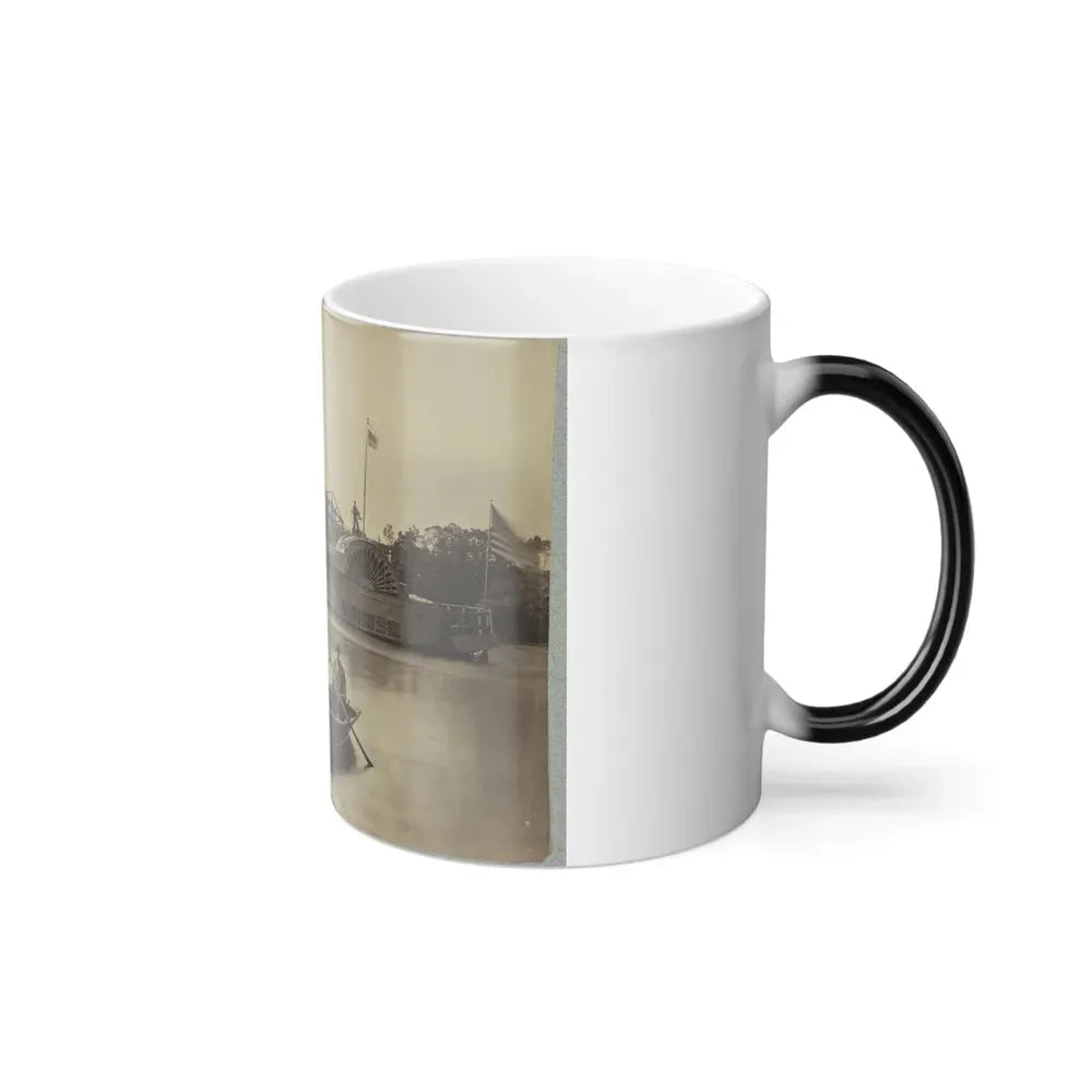 A Sailor Sits in a Small Boat in the Foreground With a Side Wheeler in the Rear (U.S. Civil War) Color Changing Coffee Mug 11oz - Go Mug Yourself