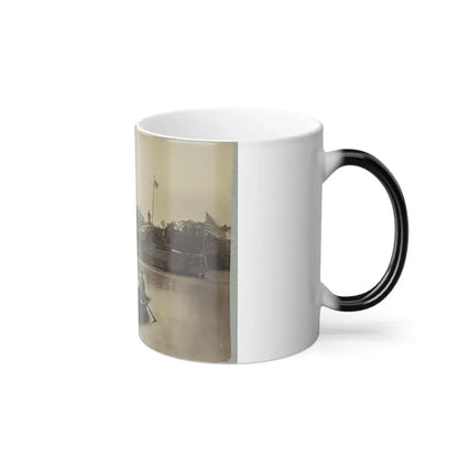 A Sailor Sits in a Small Boat in the Foreground With a Side Wheeler in the Rear (U.S. Civil War) Color Changing Coffee Mug 11oz - Go Mug Yourself