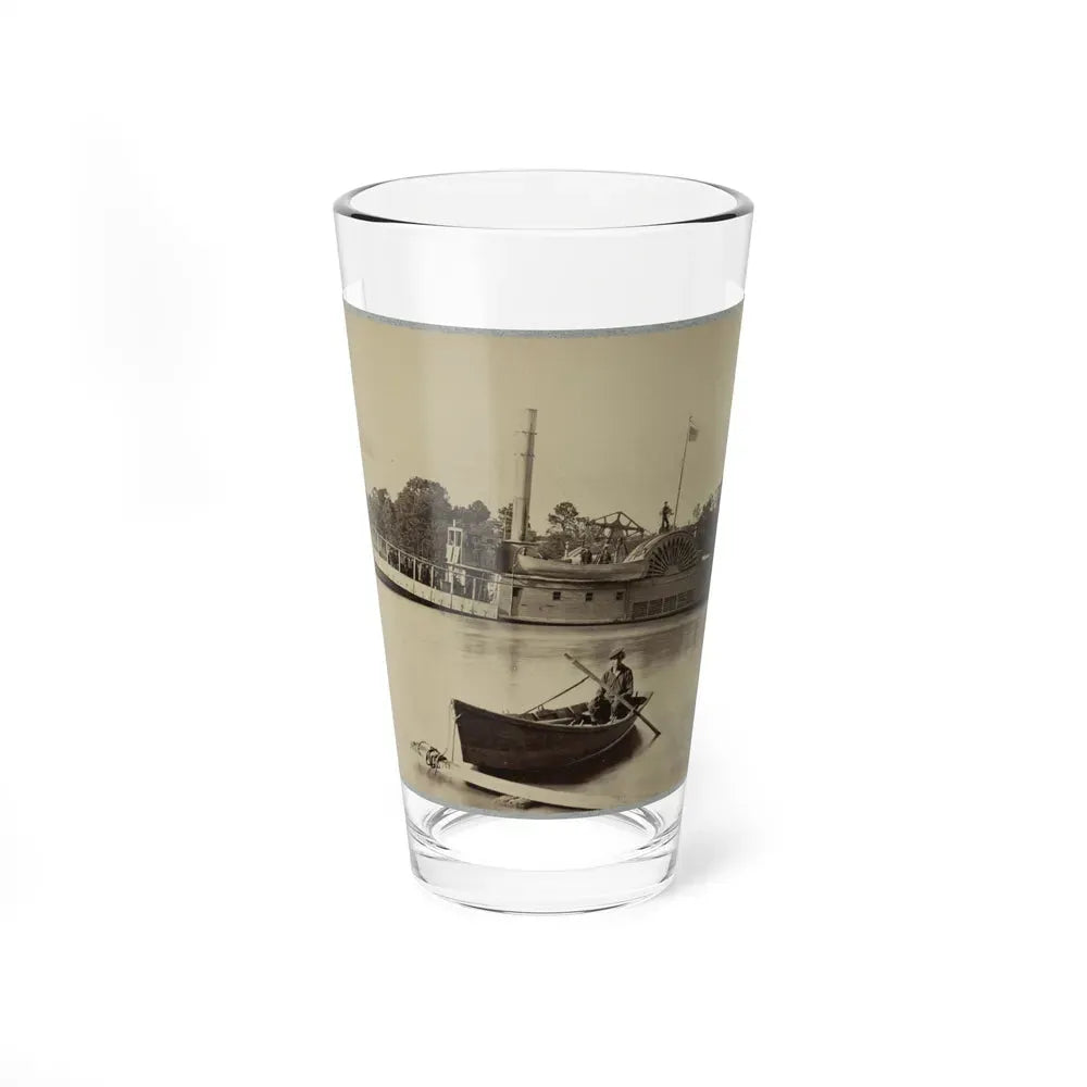 A Sailor Sits In A Small Boat In The Foreground With A Side Wheeler In The Rear (U.S. Civil War) Pint Glass 16oz 16oz - Go Mug Yourself