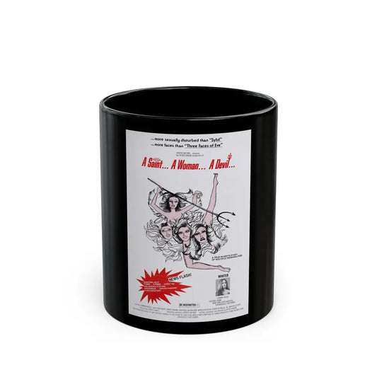 A SAINT... A WOMAN... A DEVIL 1977 Movie Poster - Black Coffee Mug 11oz - Go Mug Yourself