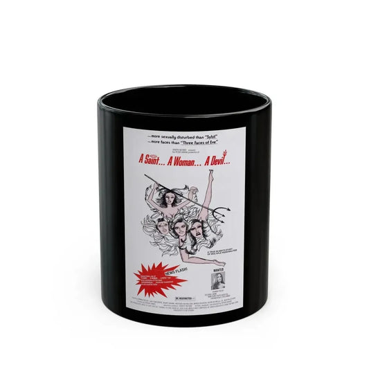 A SAINT... A WOMAN... A DEVIL 1977 Movie Poster - Black Coffee Mug 11oz - Go Mug Yourself