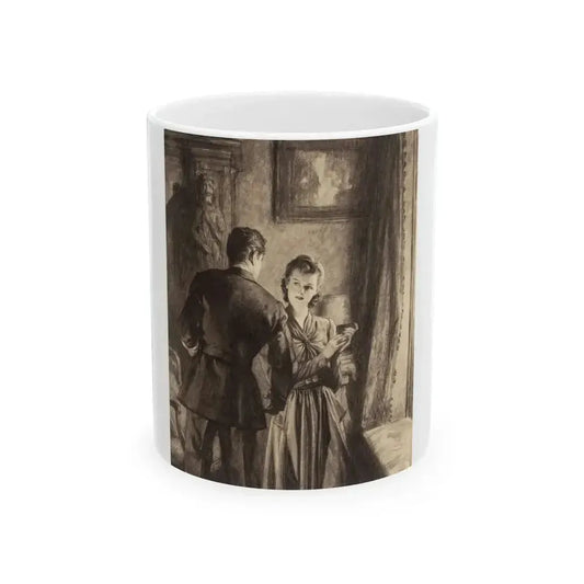 A Secret Encounter, American Legion magazine story illustration, circa 1930 - White Coffee Mug 11oz - Go Mug Yourself