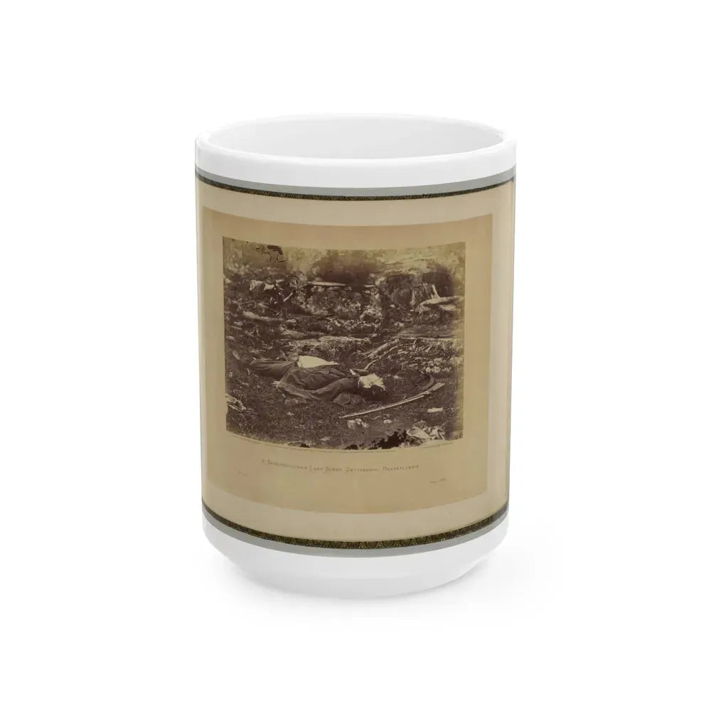 A Sharpshooter's Last Sleep, Gettysburg, Pennsylvania (U.S. Civil War) White Coffee Mug 15oz - Go Mug Yourself