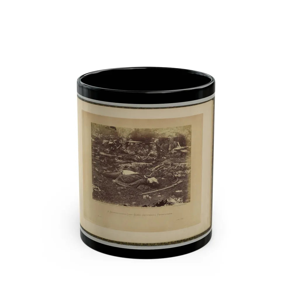 A Sharpshooter's Last Sleep, Gettysburg, Pennsylvania (U.S. Civil War) Black Coffee Mug-11oz-Go Mug Yourself