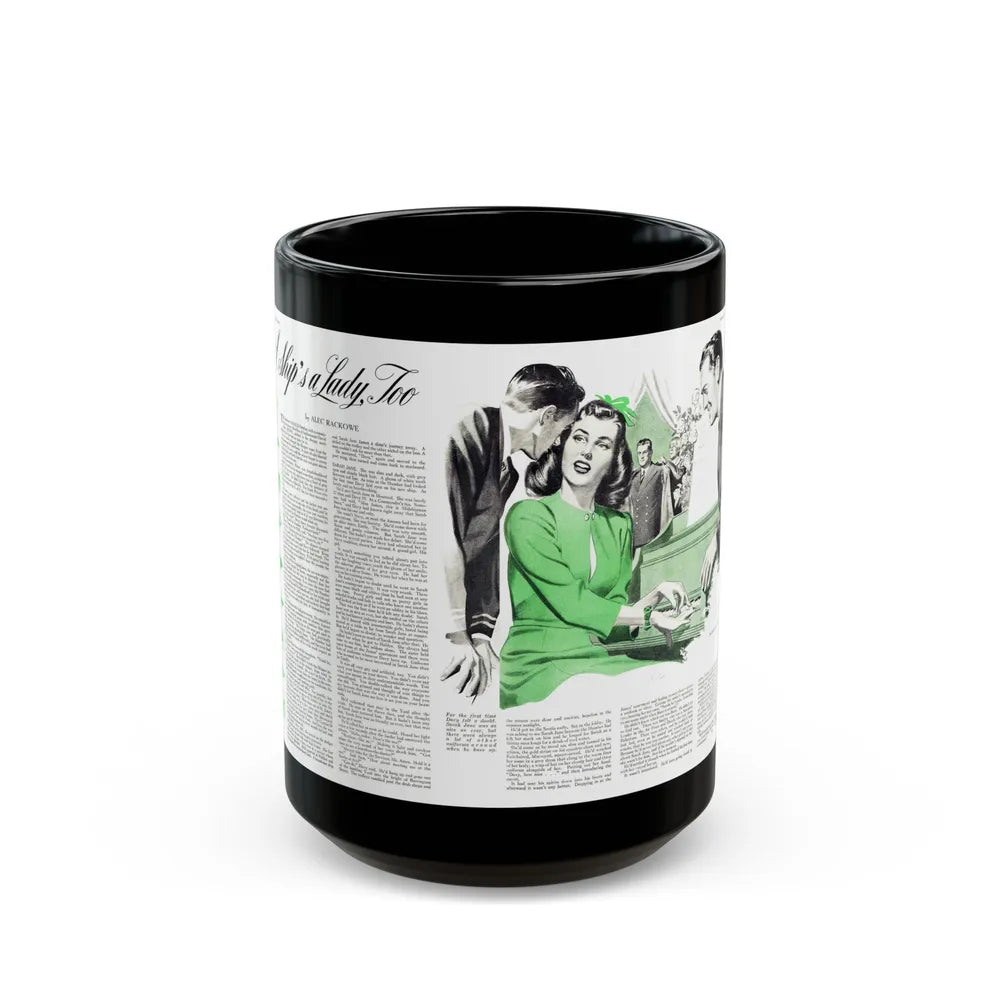 A Ship's a Lady, Too, Chatelaine, April 1944 - Black Coffee Mug-15oz-Go Mug Yourself