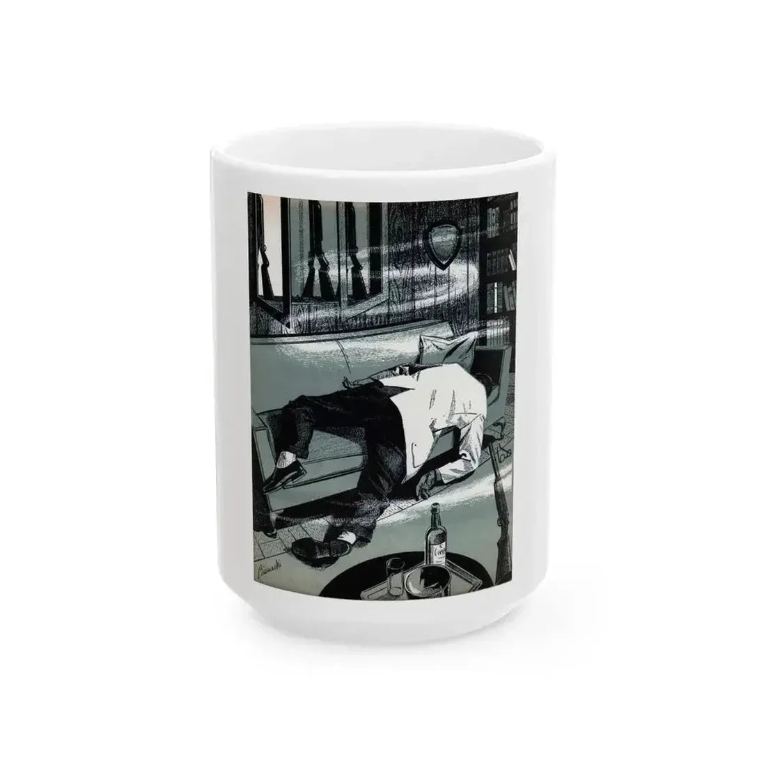 A Shot in the Dark, Bluebook Magazine, April 1956 - White Coffee Mug 15oz - Go Mug Yourself