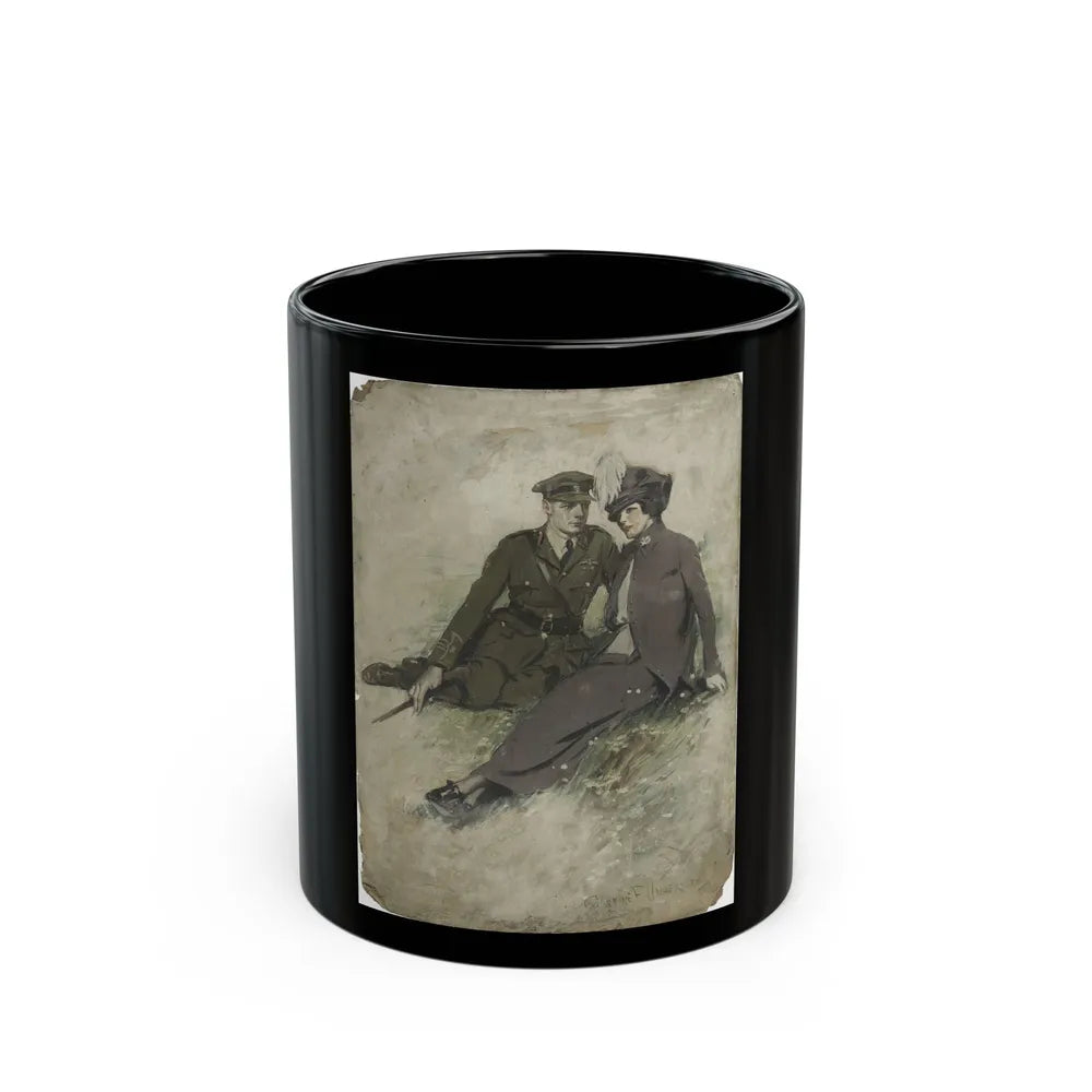 A Soldier and His Girl, magazine story illustration - Black Coffee Mug-11oz-Go Mug Yourself