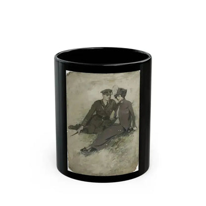 A Soldier and His Girl, magazine story illustration - Black Coffee Mug 11oz - Go Mug Yourself