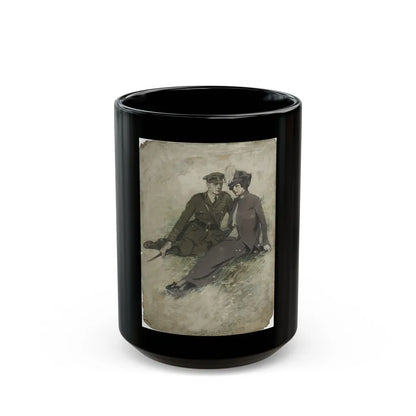 A Soldier and His Girl, magazine story illustration - Black Coffee Mug-15oz-Go Mug Yourself