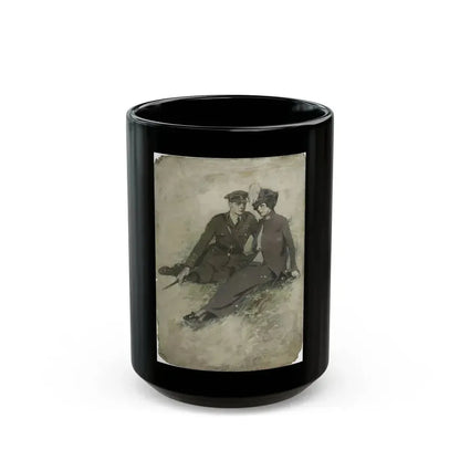 A Soldier and His Girl, magazine story illustration - Black Coffee Mug 15oz - Go Mug Yourself