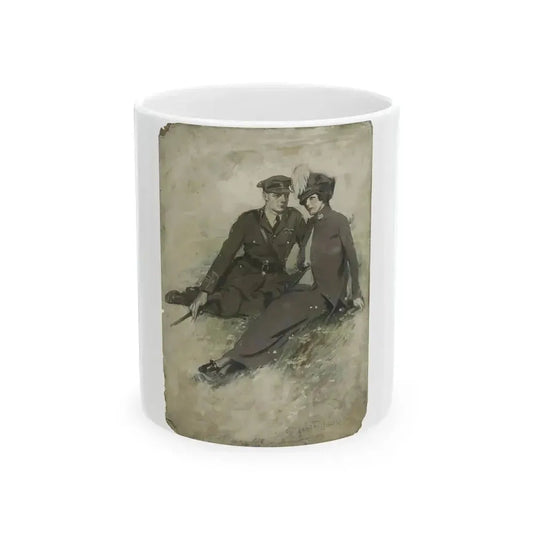 A Soldier and His Girl, magazine story illustration - White Coffee Mug 11oz - Go Mug Yourself