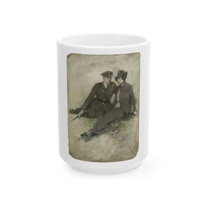 A Soldier and His Girl, magazine story illustration - White Coffee Mug 15oz - Go Mug Yourself