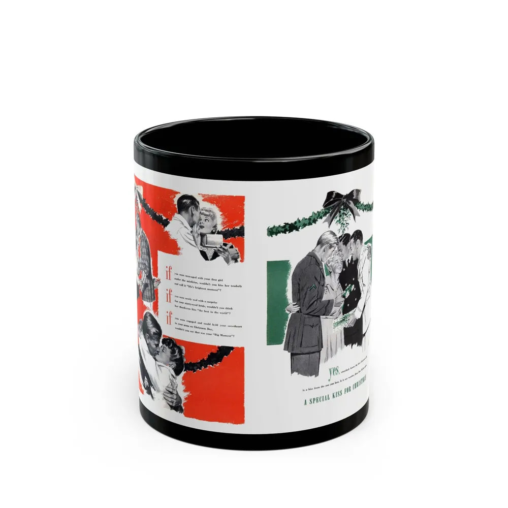 A Special Kiss for Christmas, Cosmopolitan, January 1944 - Black Coffee Mug-11oz-Go Mug Yourself