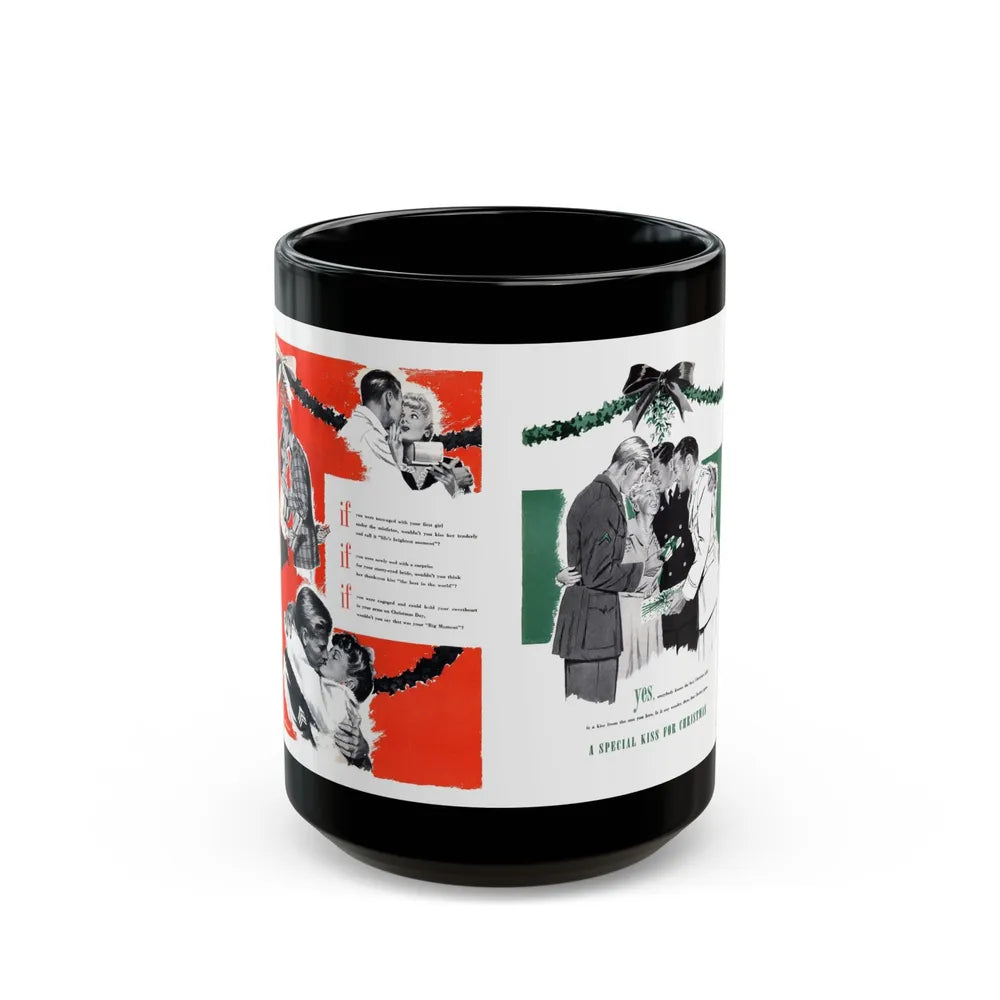 A Special Kiss for Christmas, Cosmopolitan, January 1944 - Black Coffee Mug-15oz-Go Mug Yourself