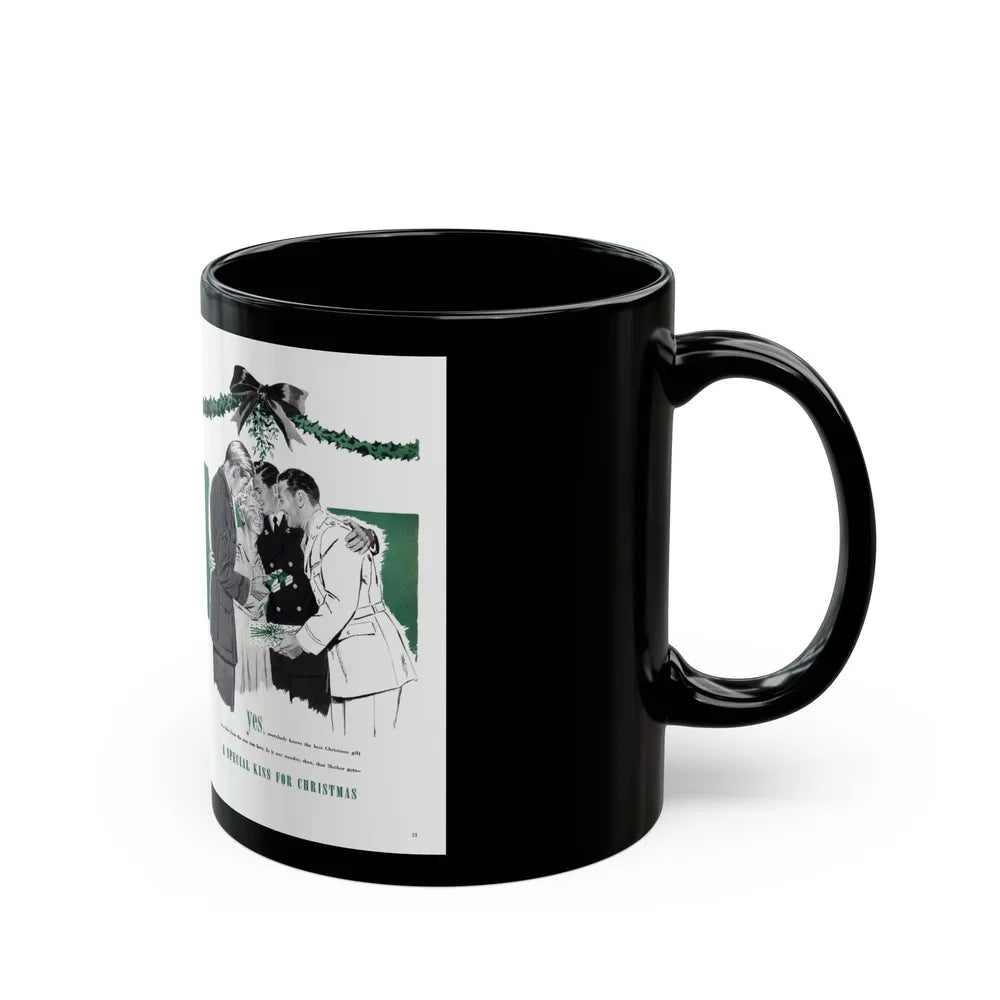 A Special Kiss for Christmas, Cosmopolitan, January 1944 - Black Coffee Mug-Go Mug Yourself