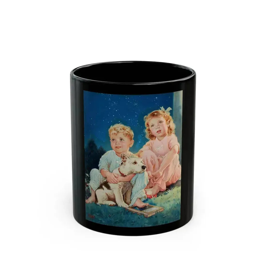 A Starry Night, advertising illustration for Hoover Company, 1937 - Black Coffee Mug 11oz - Go Mug Yourself