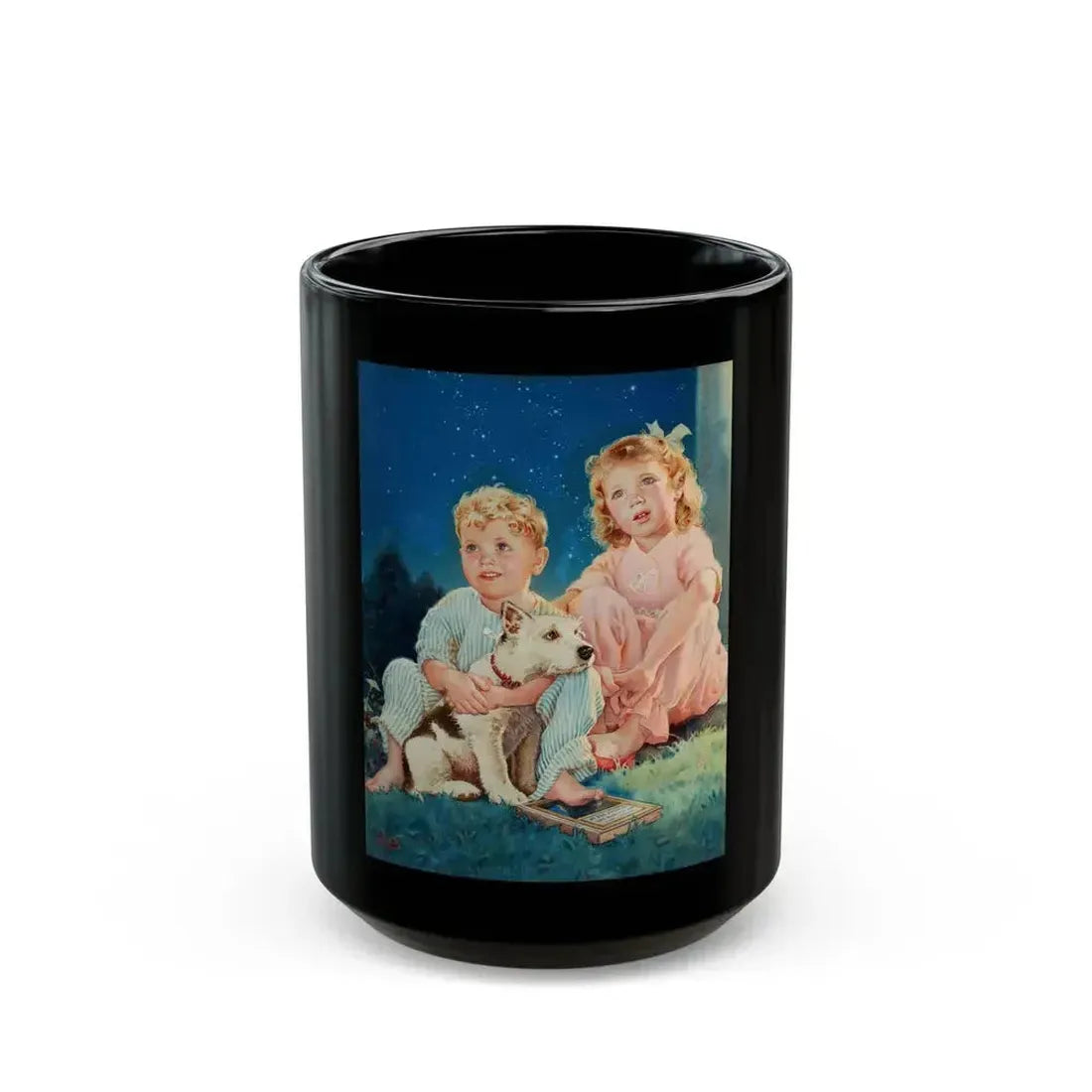 A Starry Night, advertising illustration for Hoover Company, 1937 - Black Coffee Mug 15oz - Go Mug Yourself